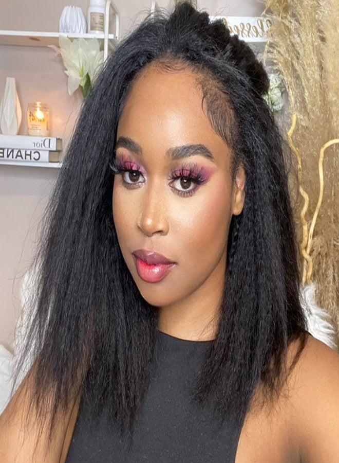 Vlliyava 12 Inch Kinky Straight Clip in Hair Extensions, Synthetic 7 PCs Seamless Yaki Clip ins Hair Extension for Black Women - Image 1